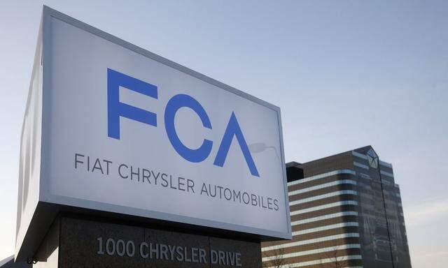 A new Fiat Chrysler Automobiles sign is pictured after being unveiled at Chrysler Group World Headquarters in Auburn Hills, Michigan