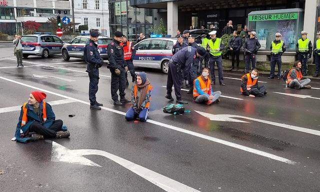 Die Protestaktion in Linz vom 21. November 2022.