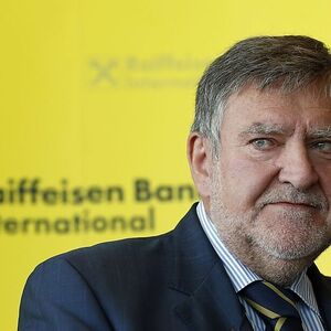 Raiffeisen Bank International's Chief Executive Herbert Stepic addresses a news conference in Vienna