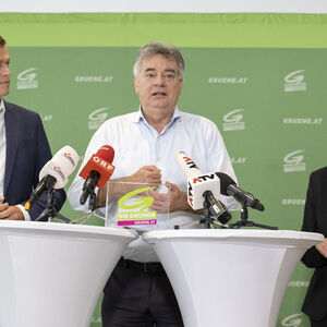 Stefan Kaineder, Werner Kogler sowie Leonore Gewessle