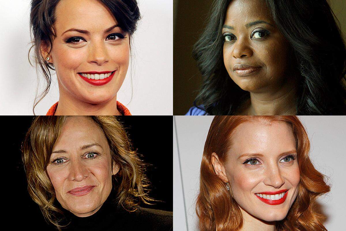 ... Berenice Bejo ("The Artist"), Octavia Spencer ("The Help") Jessica Chastain ("The Help") und Janet McTeer ("Albert Nobbs", im Uhrzeigersinn).