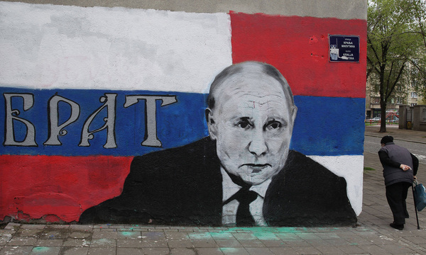 Ein pro-russisches Murial Anfang April in Belgrad. 