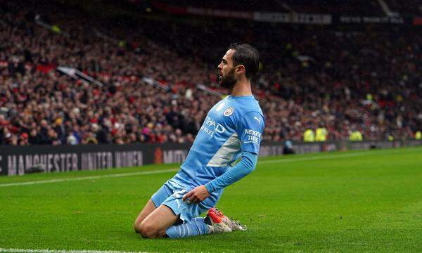 Manchester United, ManU v Manchester City - Premier League - Old Trafford Manchester City s Bernardo Silva celebrates s