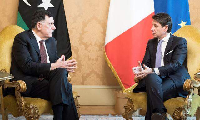 Fayez al-Serraj und Giuseppe Conte in Rom. 