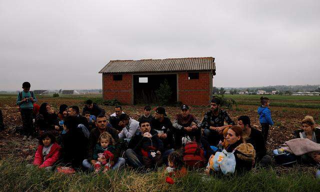 Aufgegriffene syrische Flüchtlinge an der türkisch-griechischen Grenze, wo auch österreichische Beamten im Einsatz sind. 