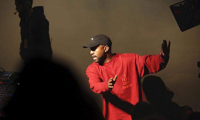 Kanye West directs people during his Yeezy Season 3 Collection presentation and listening party  during New York Fashion Week
