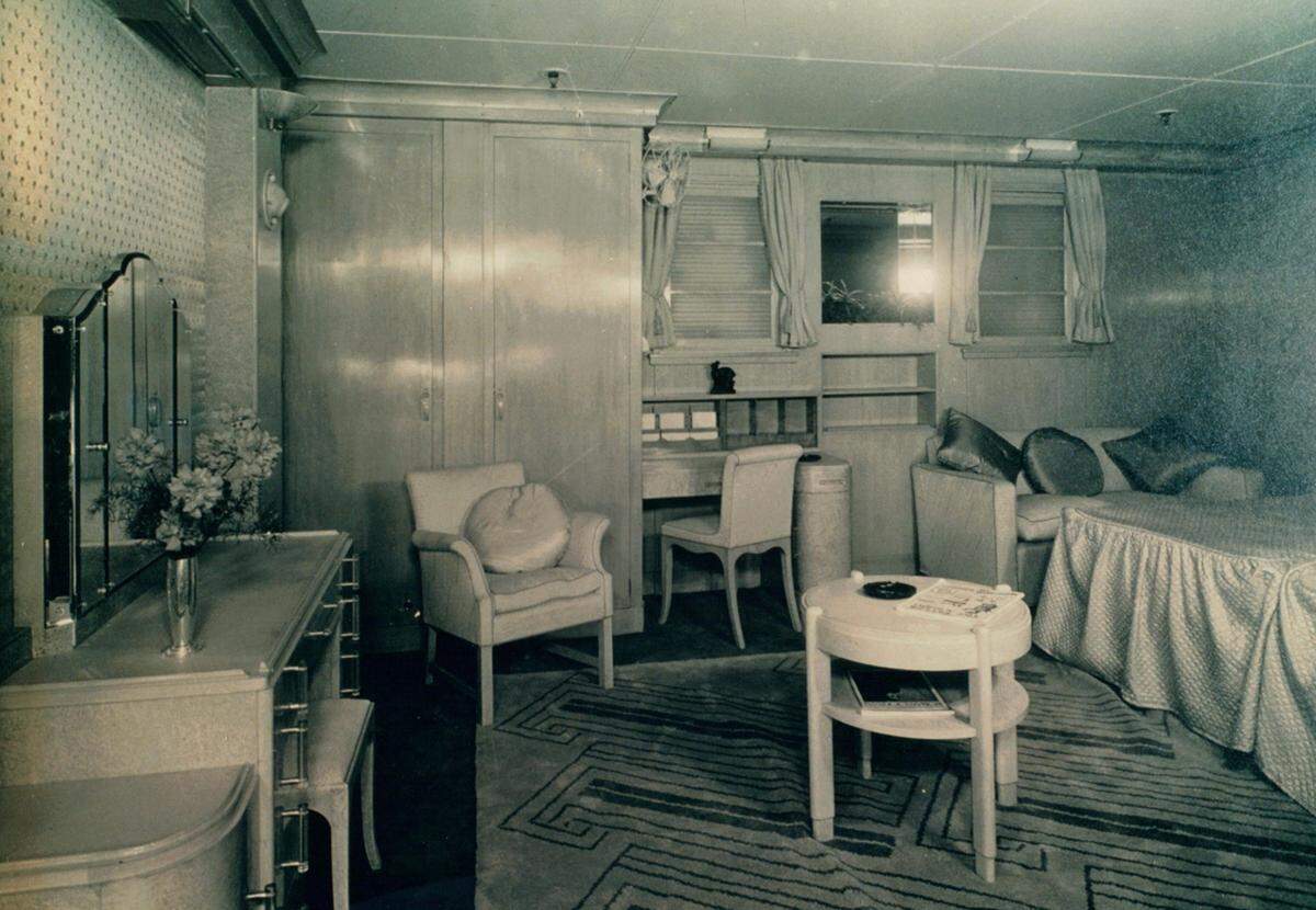 Großzügig waren die Kabinen, etwa hier die Suite der Queen Mary 1936.