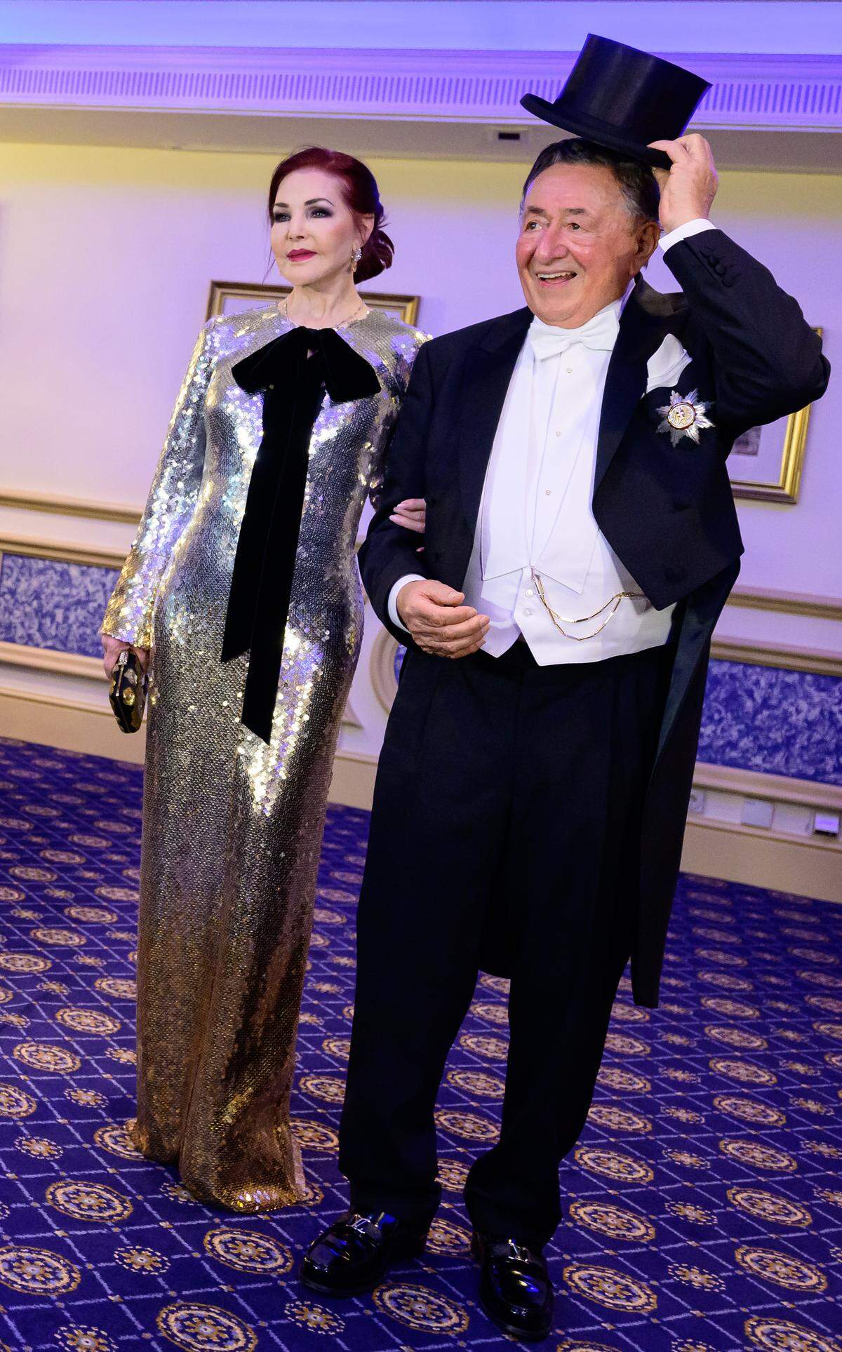Opernball-Gast Priscilla Presley und Richard Lugner vorab im Grand Hotel in Wien. 