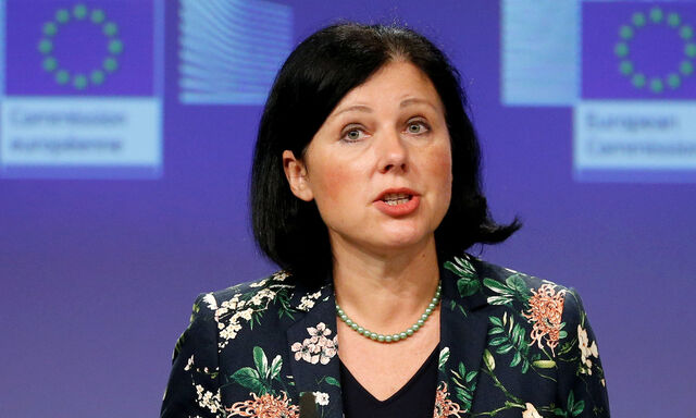 EU Justice Commissioner Jourova holds a news conference in Brussels