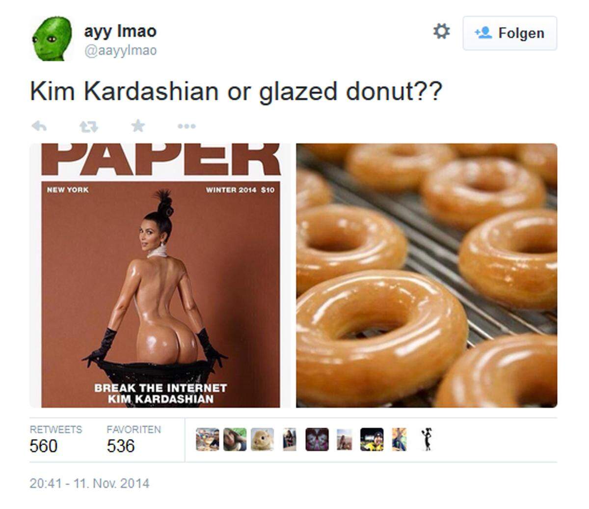 Glasierte Donuts haben mit der von Babyöl glänzenden Kardashian eine gewisse Ähnlichkeit.