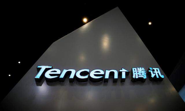 FILE PHOTO: A sign of Tencent is seen during the third annual World Internet Conference in Wuzhen town of Jiaxing