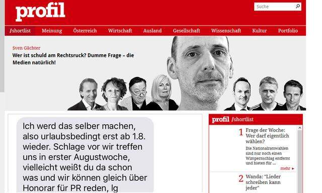 "profil" legt die SMS-Korrespondenz vor.