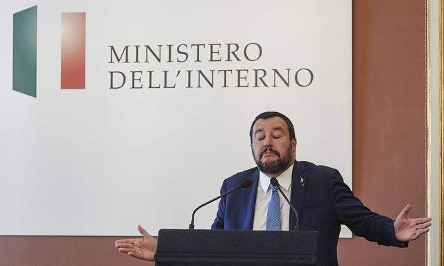 Matteo Salvini interior minister visiting the Vasto district and meeting in the prefecture with the