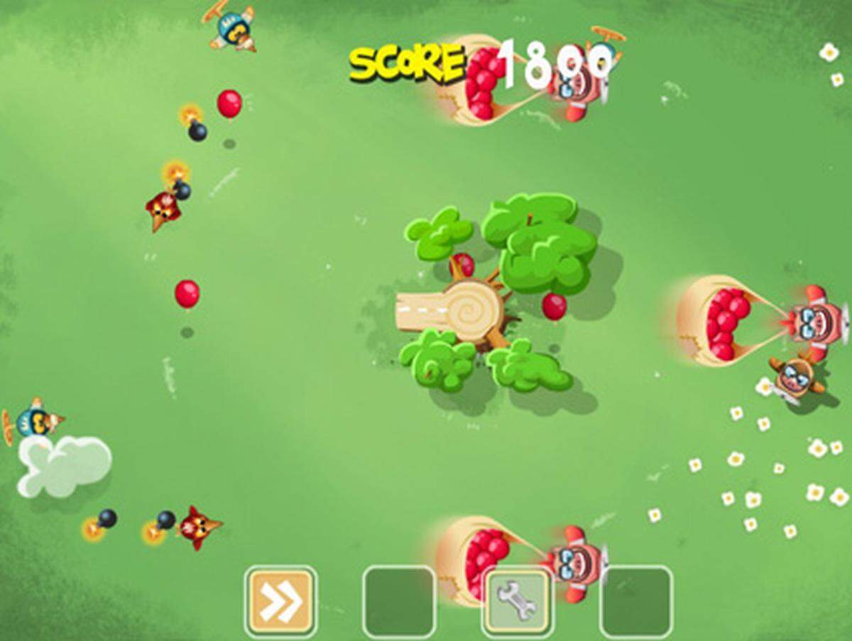 Pigs in Trees ist offenbar die schwedische Antwort auf Angry Birds. Das Ziel ist es, ein Vogelnest gegen Spechte zu verteidigen, indem die Angreifer von Schweinchen in Eierschalen-Flugzeugen abgeschossen werden. Erfrischend, dass hier einmal die Rollen umgekehrt sind und damit die Ehre der Schweinchen gerettet wird - sind sie doch in Angry Birds gemeine Eierdiebe. Für iPhone, Android