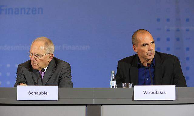 Greek Finance Minister Yanis Varoufakis Attends News Conference With Germany´s Finance Minister Wolfgang Schaeuble