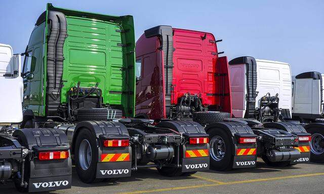 Trucks from the Volvo Trucks assembly plant waiting to be loaded on the roll on roll off roro shi