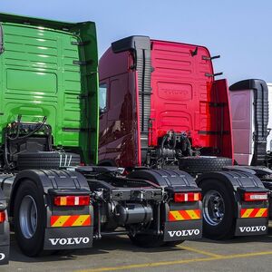 Trucks from the Volvo Trucks assembly plant waiting to be loaded on the roll on roll off roro shi