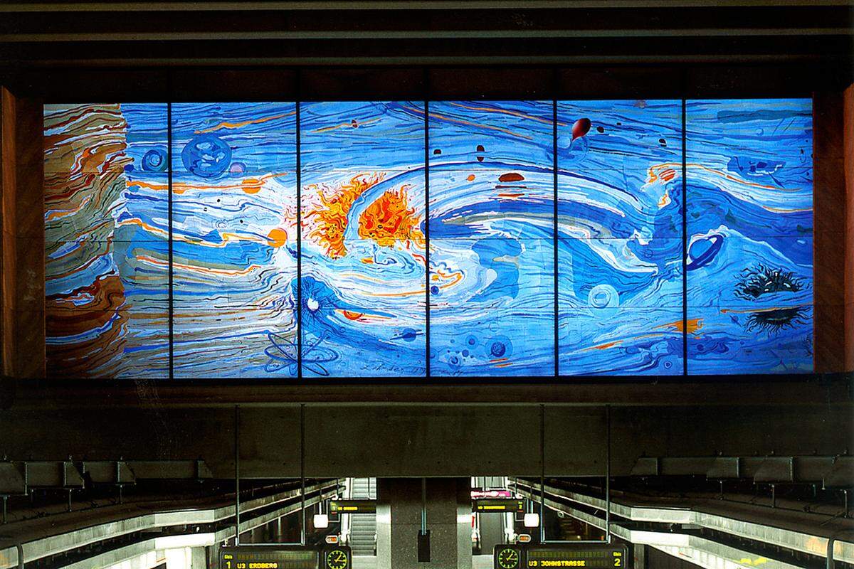 Wo alles begann: Das Glasmosaik von Anton Lehmden in der U3-Station Volkstheater war die Initialzündung für Kunstwerke in der Wiener U-Bahn.
