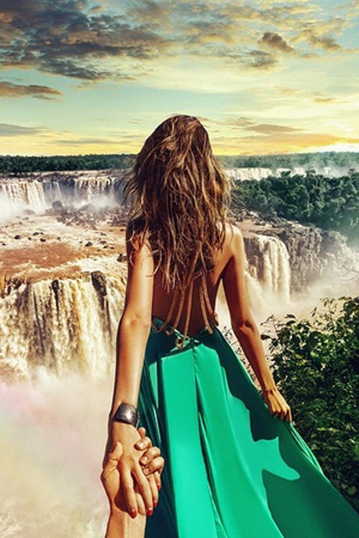 Ihre Gesichter kennt kaum jemand im Netz. Dennoch gehören Murad und Nataly Osmann zu den bekanntesten Foto-Pärchen der Instagram-Welt. Bei den Iguazú Wasserfälle in Brasilien.