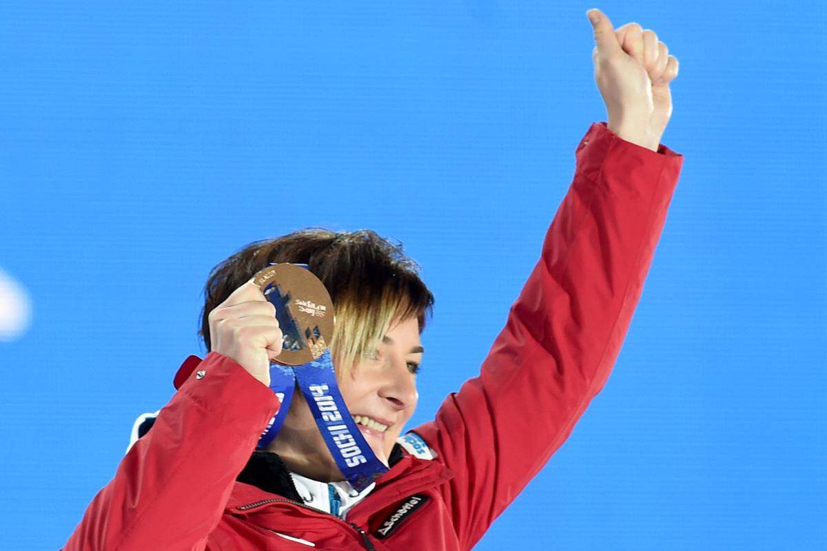 Große Emotionen bei Kathrin Zettel. Mit Bronze im Slalom erfüllte sie sich den großen Traum von der Olympiamedaille.