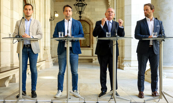 Türkis-blaue Spitzen (v. l.): Krauss (FPÖ-Klub), Nepp (FPÖ), Mahrer (ÖVP), Wölbitsch (ÖVP).