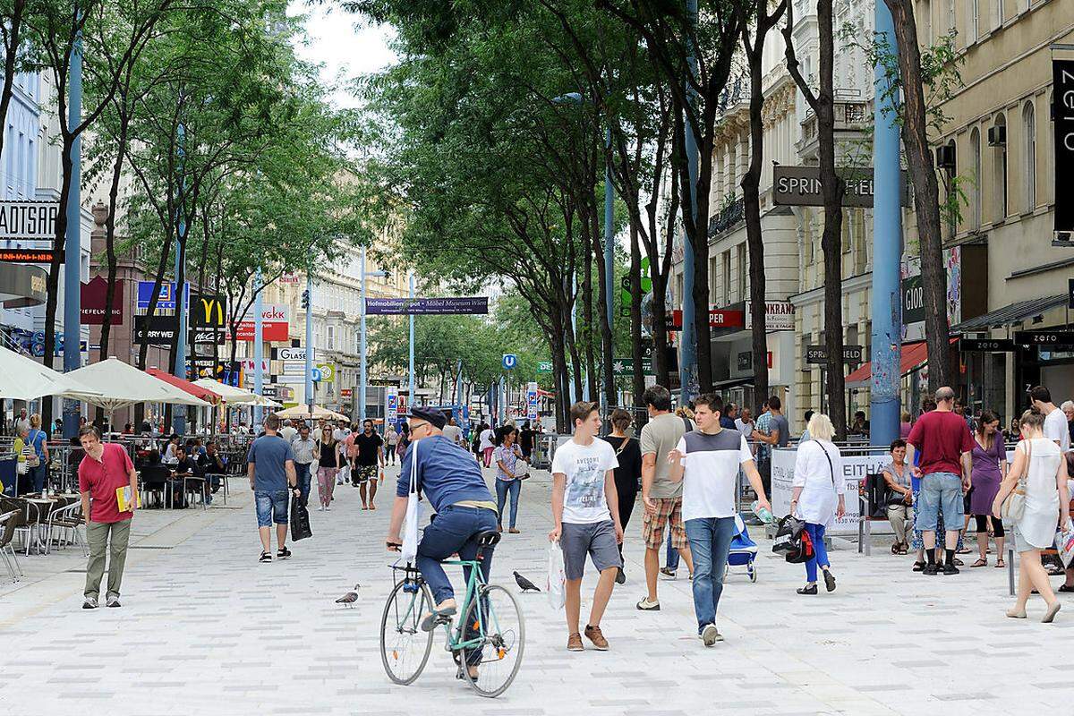 Auch für Radfahrer ist die Mariahilfer Straße eine mäßig günstige Route geworden, um rasch von A nach B zu kommen. Mit Ausnahme einiger waghalsiger Radfahrer kommt man mit dem Fahrrad zu Stoßzeiten ob der vielen Fußgänger nur langsam voran. Viele weichen auf Seitengassen aus. In Neubau will Bezirkschef Blimlinger beobachten, ob eine rasche Verbindung für Radfahrer notwendig ist. Wenn ja, könnte die Lindengasse Radspuren in beide Richtungen bekommen.