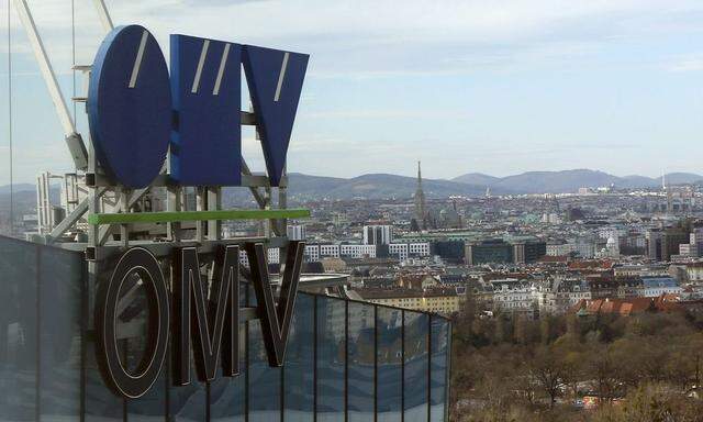 The logo of Austrian energy group OMV is pictured on the rooftop of its headquarters in Vienna