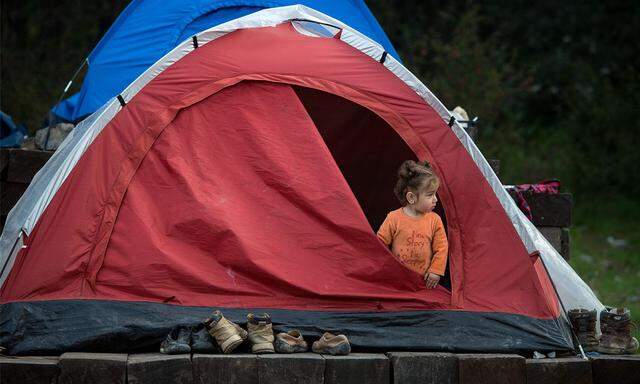 Zelt im Flüchtlingslager Idomeni.