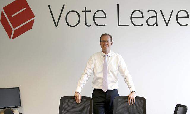 Head of Vote Leave, Matthew Elliott, poses for a photograph at the Vote Leave campaign headquarters in London