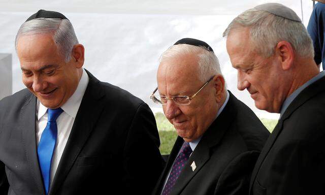 Akteure im Koalitionsspiel: Benjamin Netanjahu, Reuven Rivlin und Benny Gantz.  