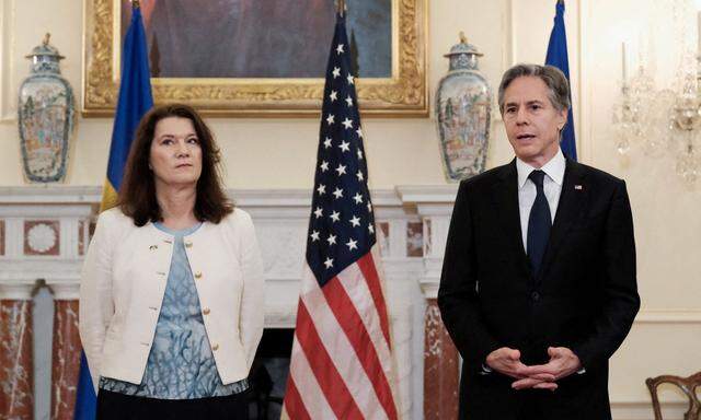 Außenministerin Ann Linde und ihr US-Amtskollege Antony Blinken. Schweden soll von den USA gewisse Sicherheitszusagen im Falle eines Beitrittsverfahrens zur Nato erhalten.