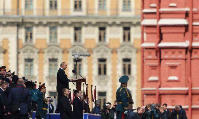 Putin während seiner Rede bei der Militärparade in Moskau anlässlich des Sieges über Nazi-Deutschland.