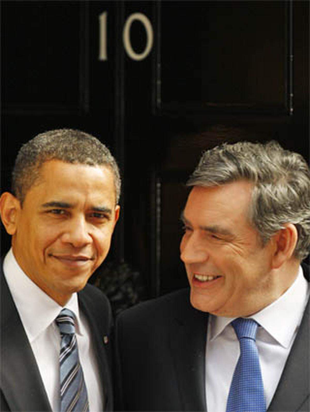 Am Mittwoch hat Obama ein Programm, das an "Speed-Dating" erinnert. Um 9 Uhr 30 traf er den britischen Premier Gordon Brown (Bild).