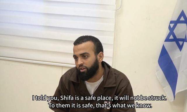 Verhörvideo mit einem Hamas-Mann. Er erzählt vom Missbrauch des al-Shifa-Spitals in Gaza für militärische Tarnzwecke.