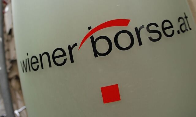 The Vienna Stock Exchange (Wiener Boerse) logo is displayed next to the company's street entrance in Vienna