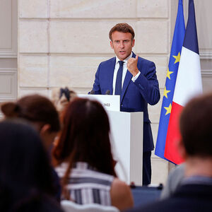 France's President Macron speaks to media after video talk with German Chancellor Scholz, in Paris