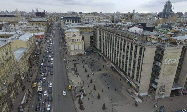 Aerial view shows empty area where 'Piramida' shopping centre was demolished in Moscow
