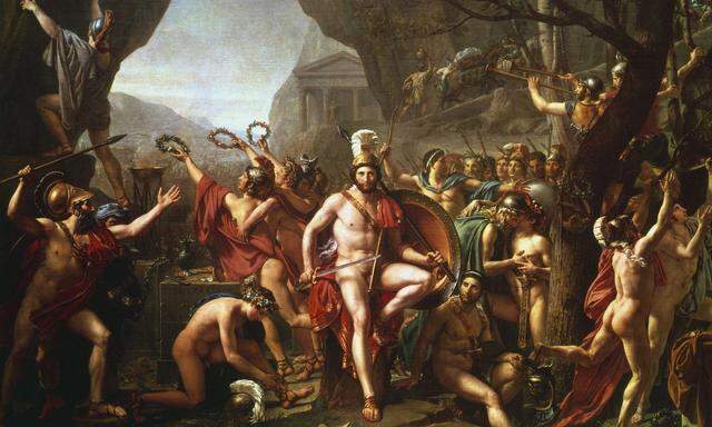 König Leonidas bei den Thermopylen, gemalt von Jacques Louis David.
