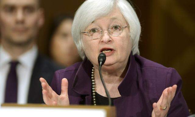 Fle photo of U.S. Federal Reserve  Chair Yellen testifying before the Senate Banking Committee in Washington