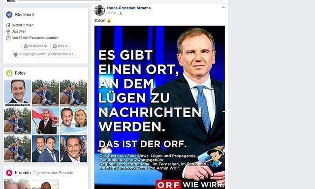 Das Facebook-Posting auf Heinz-Christian Straches privatem Profil. 