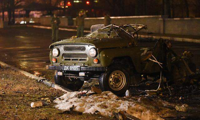 In der Stadt Donezk explodierte am Freitagabend ein Auto