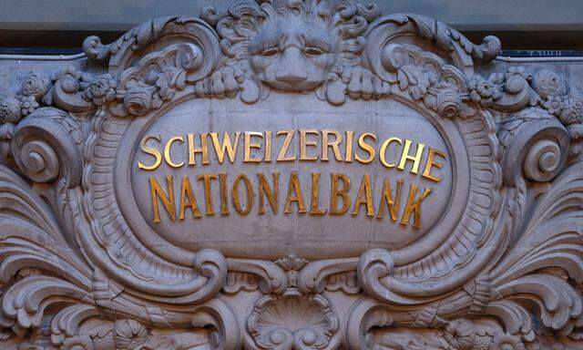 File picture shows the logo of the Swiss National Bank at the entrance of the SNB in Bern