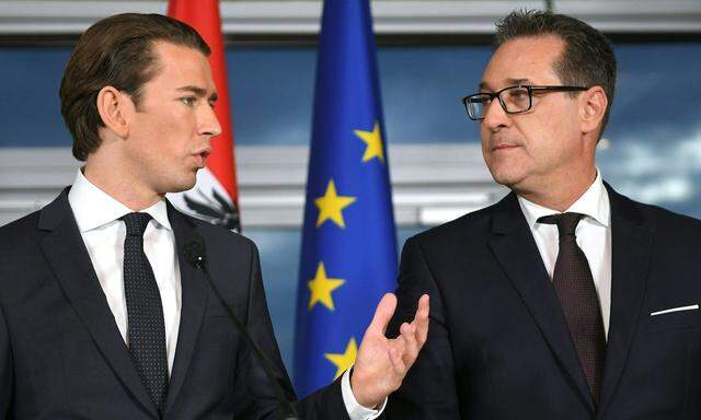 Sebastian Kurz (ÖVP) und Heinz-Christian Strache bei der Präsentation ihres Regiuerngsprogrammes