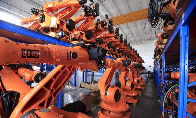 File photo of robots in a factory in Shanghai
