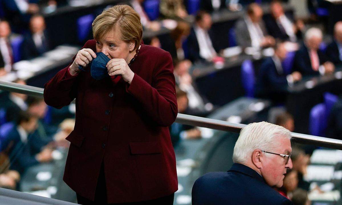 26. Oktober 2021: Angela Merkel ist im Deutschen Bundestag nur noch Zuseherin, als die neuen Mandatare angelobt werden. Sie ist nicht mehr angetreten.
