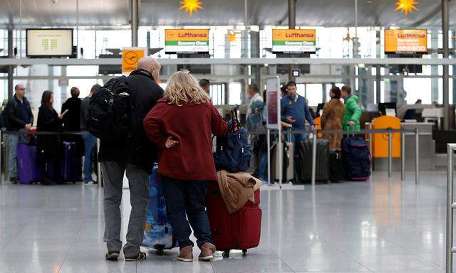 Passenger arrive at the international airport in Munich