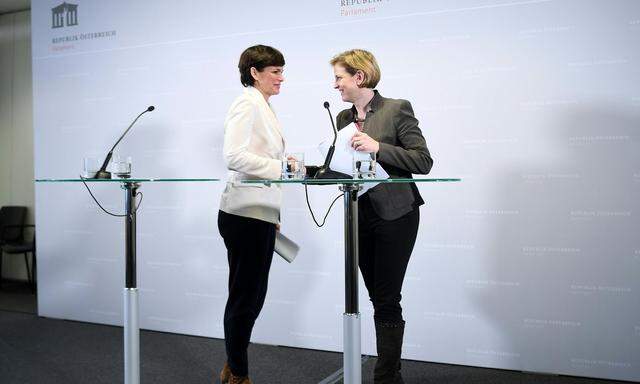 Pamela Rendi-Wagner und Beate Meinl-Reisinger bei der gemeinsamen Pressekonferenz