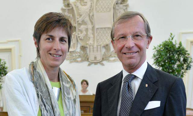 Gehen sie nach der Landtagswahl 2018 wieder eine Koalition ein? Die Salzburger Grünen- Chefin, Astrid Rössler, und ÖVP-Landesobmann Wilfried Haslauer.