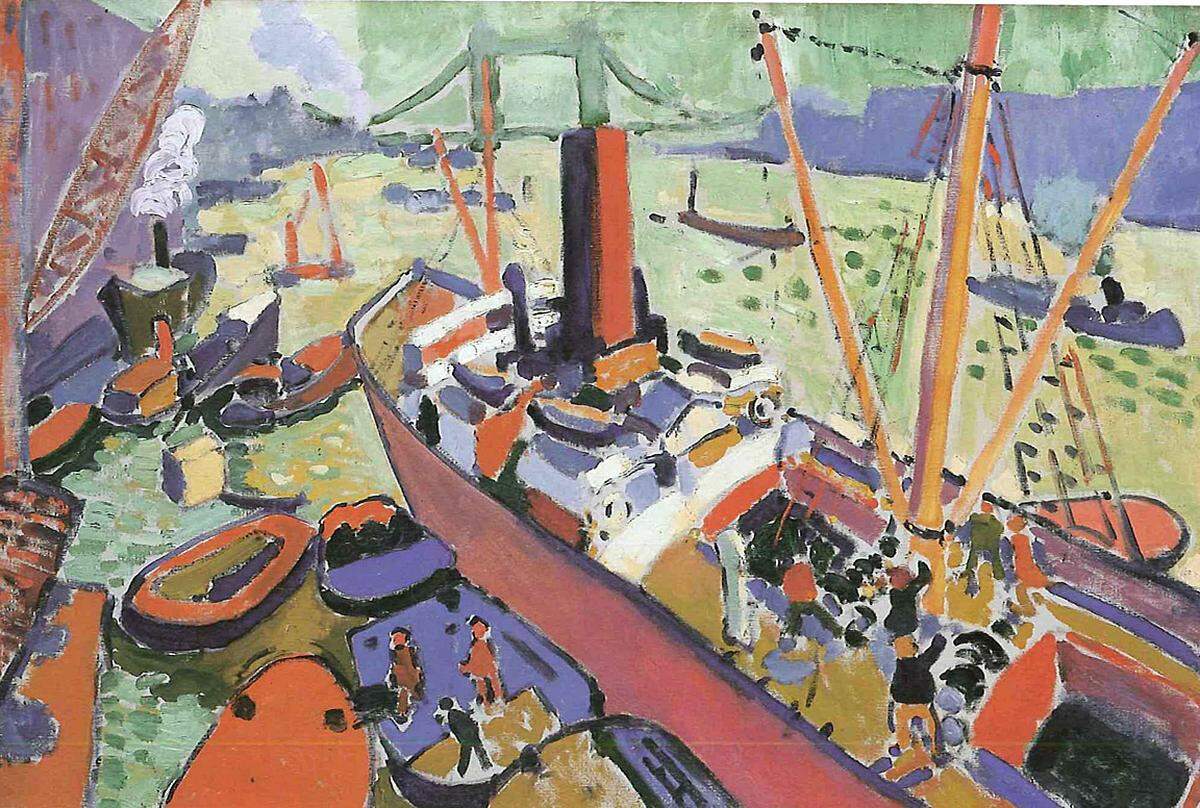 Von einer "unglaublich aufregenden, so noch nie da gewesenen Ausstellung zur Geburtsstunde der Moderne" sprach Albertina-Direktor Klaus Albrecht Schröder.  André Derain: The Pool of London, 1906/07, Tate: Presented by the Trustees of the Chantrey Bequest 1951