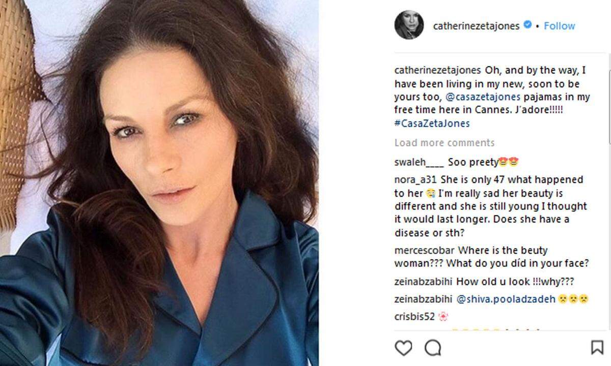 Guten Morgen, Catherine Zeta-Jones! Der eine oder andere Filter hat sich bei dieser morgendlichen Pose vielleicht doch verirrt.